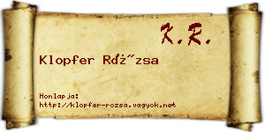 Klopfer Rózsa névjegykártya